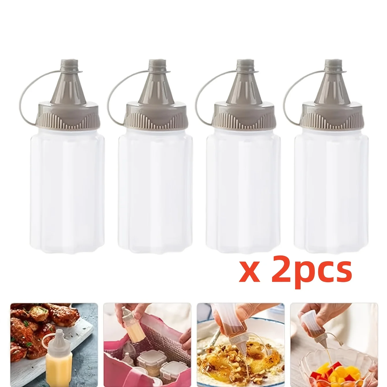 2pcs Sauce Squeeze Bottle Mini Ketchup Bottles Salad Dressing Containers Outdoor Portable Barbecue Spice Jar Party Kitchen Tools