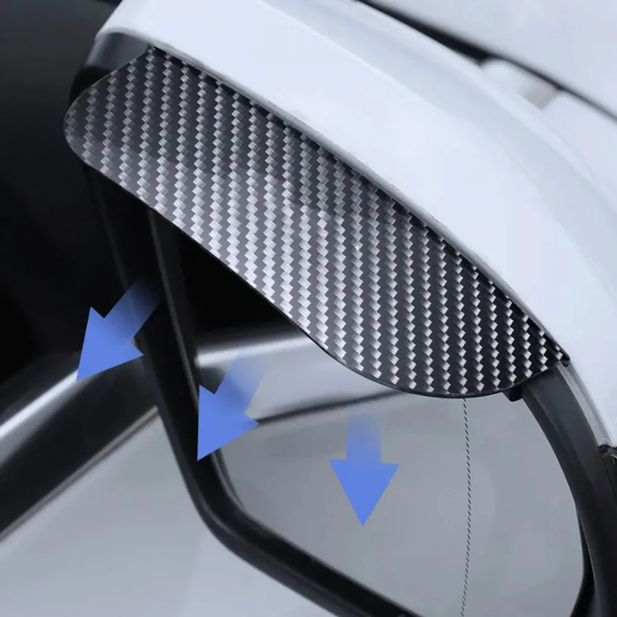 2Pcs Carbon Fiber Car Clip-on Side Snow Sun Visor Rain Cover Car Rearview Mirror Rain Eyebrow Visor Car Auto Mirror Accessories