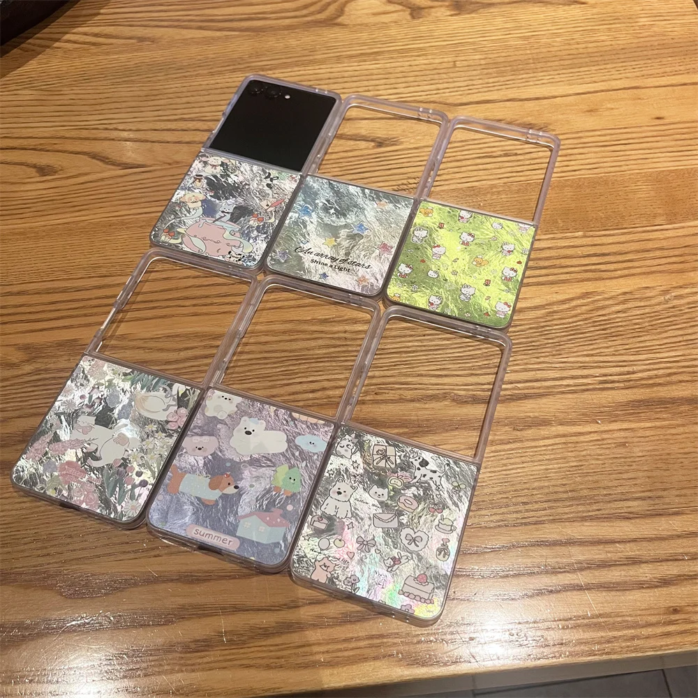 

Cute Little Puppy HelloKitty Cartoon Phone case for Samsung Galaxy Z Flip5 4 Flip6 7 Flip7 FE Cover Kawaii Cases Korea Fundas