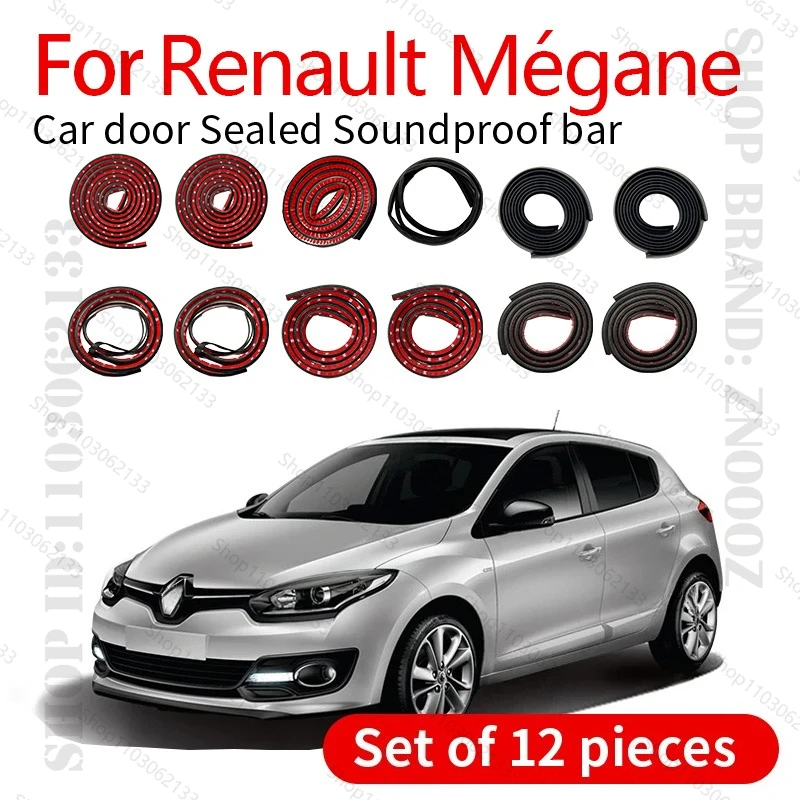 

Для Renault Megane BNA уплотнительная лента для двери автомобиля, резиновая двухслойная уплотнительная лента, звукоизоляционная лента, пылезащитная уплотнительная лента, набор из 12 шт.