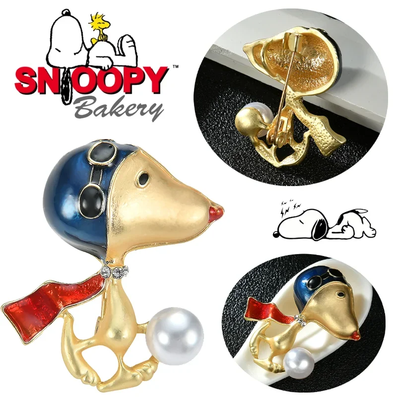 

Snoopy Fashion Pearl Brooches Women Delicate Animal Badges Denim Lapel Pin Jewelry Cartoon Clothes Accessories Girl Gifts