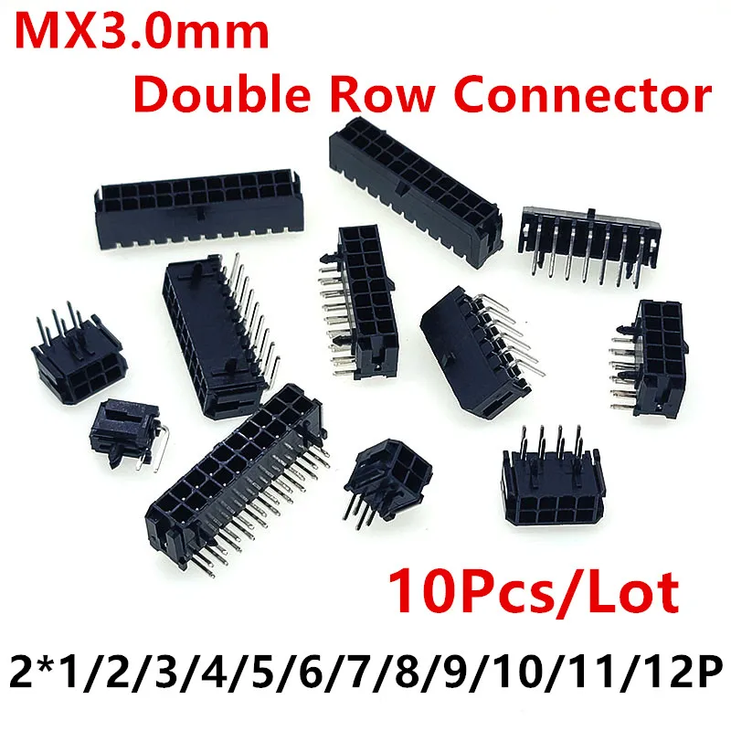 

Molex 3.0mm Plug Needle Holder Curved needle Connector Looper 2*1/2/3/4/5/6/7/8/9/10/11/12P MX3.0mm Double Row Curved Connector