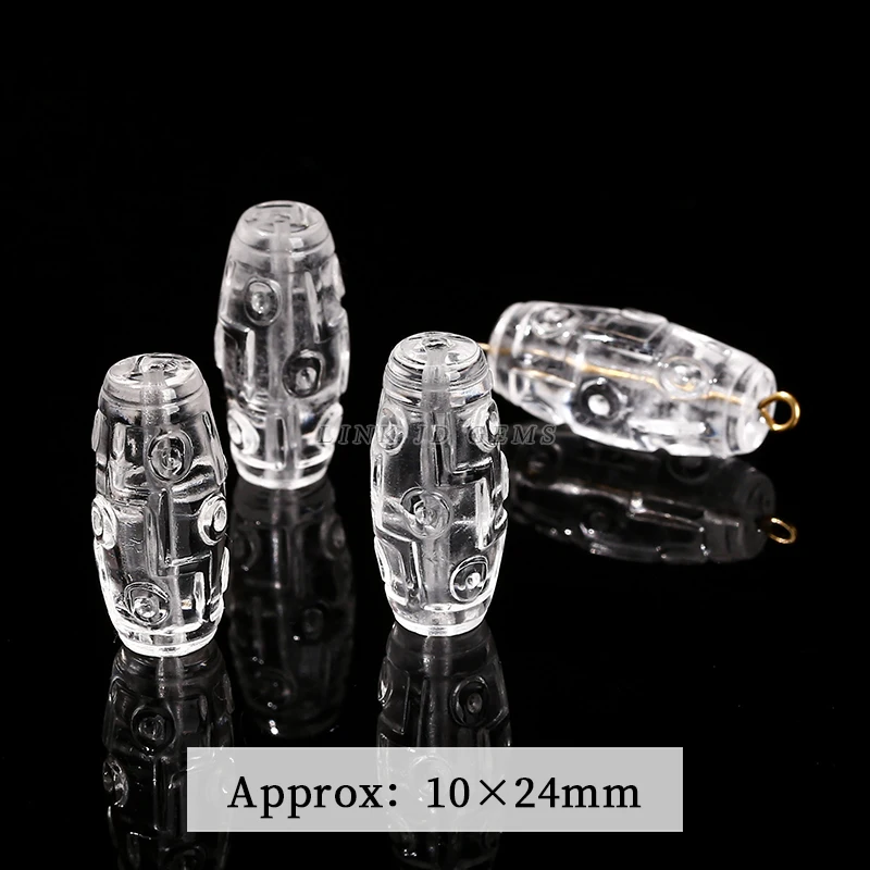 1 Pc Natural Rock Quartz Nine Eyes Tibetan Barrel Bead Carved Crystal Charm For Jewelry Making Diy Necklace Bracelet Accessory