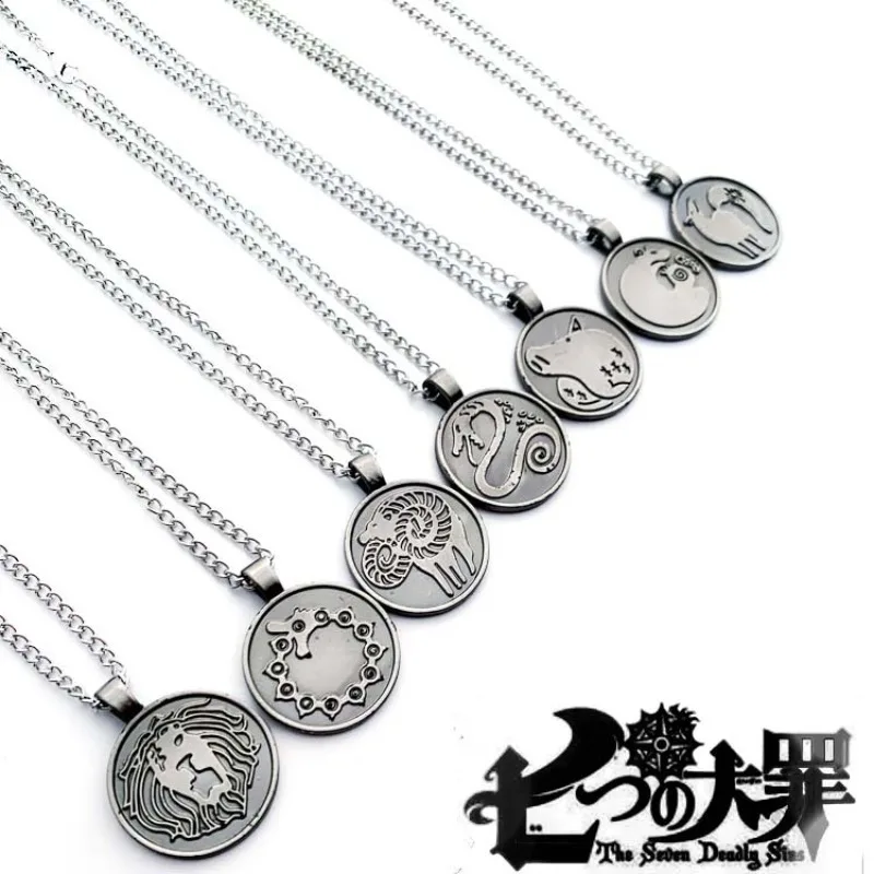 Meliodas Elizabeth Liones Diane Ban Harlequin Gowther Merlin Escanor Popular Anime 2D Character Cool Matching Tattoo Necklace