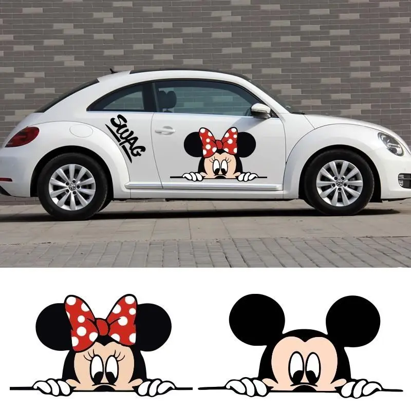 Sanrio Mickey Kawaii Anime Car Decoration Universal Sticker Car Stickers Water Proof Car Door Cover Body Decoration Cute 2024