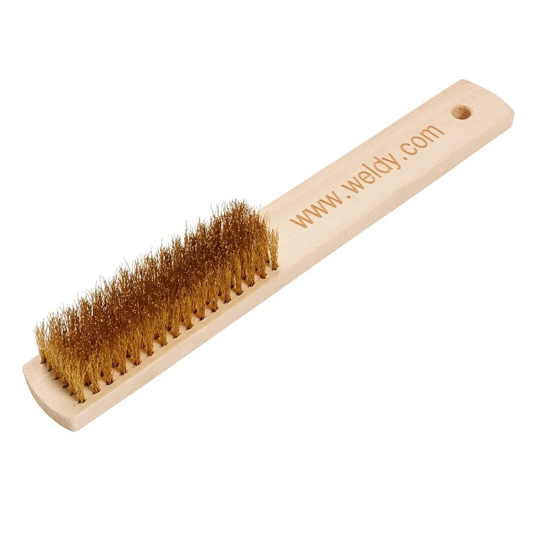 Weldy Brass Wire brush for Industrial Devices With Wood Handle,20cm Length Durable