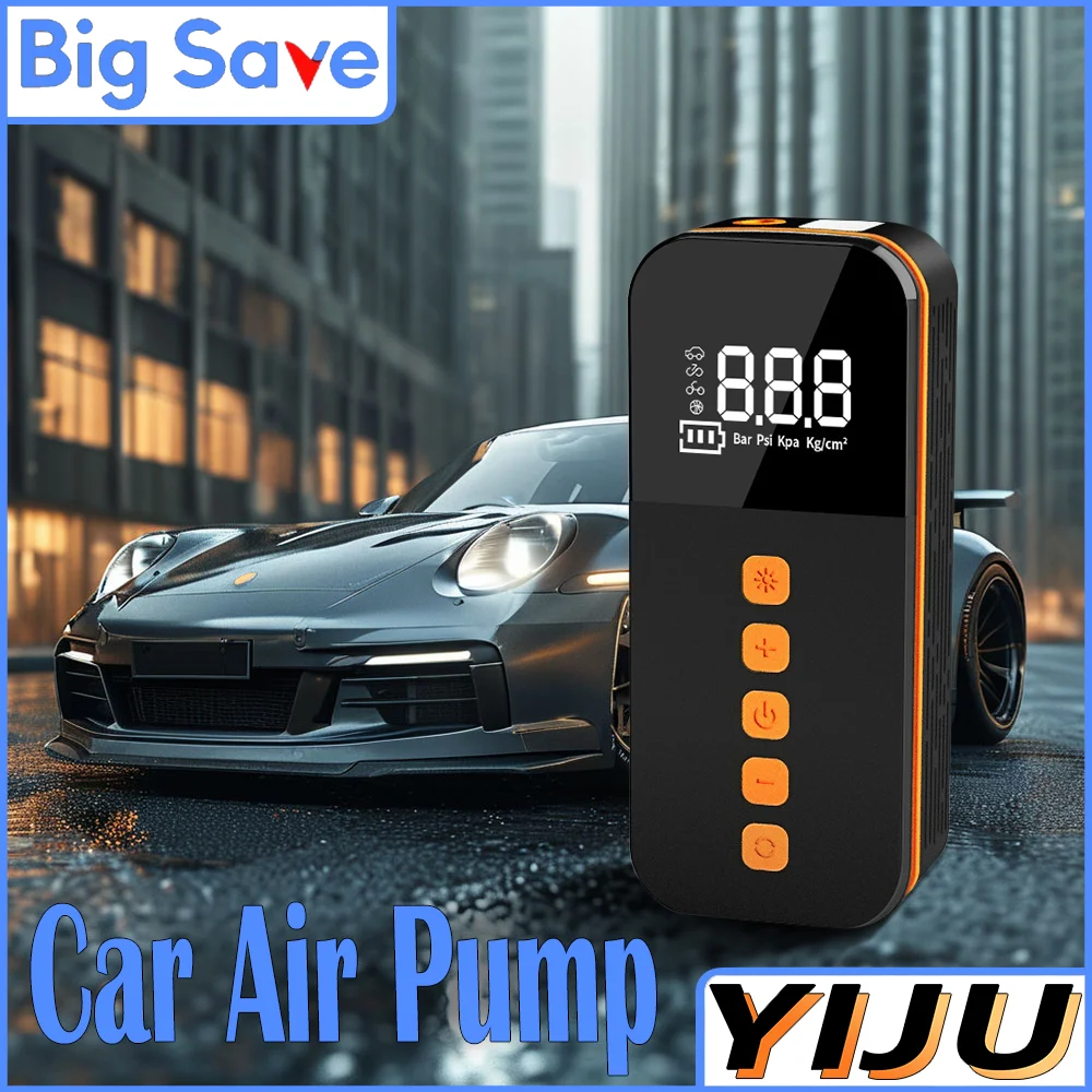 

Портативный насос для накачивания шин, перезаряжаемый электрический насос для автомобиля, велосипеда, цифровой воздушный компрессор, насос для накачивания футбольного мяча