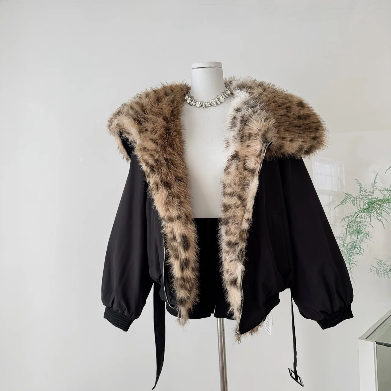 

Winter High Street Fashion Retro Fur Collar Color Block Coat Women's Y2K Thick Warm Harajuku Loose Casual Lace Up Jacket F373