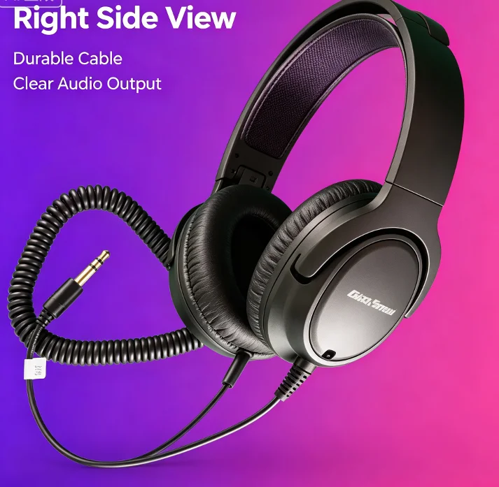 Treasure Hunting UR30 Over‑Ear Headphone, Replacement Headset For 4500 5000 GFX7000 Gold Metal Detector With Coiled Audio Wire