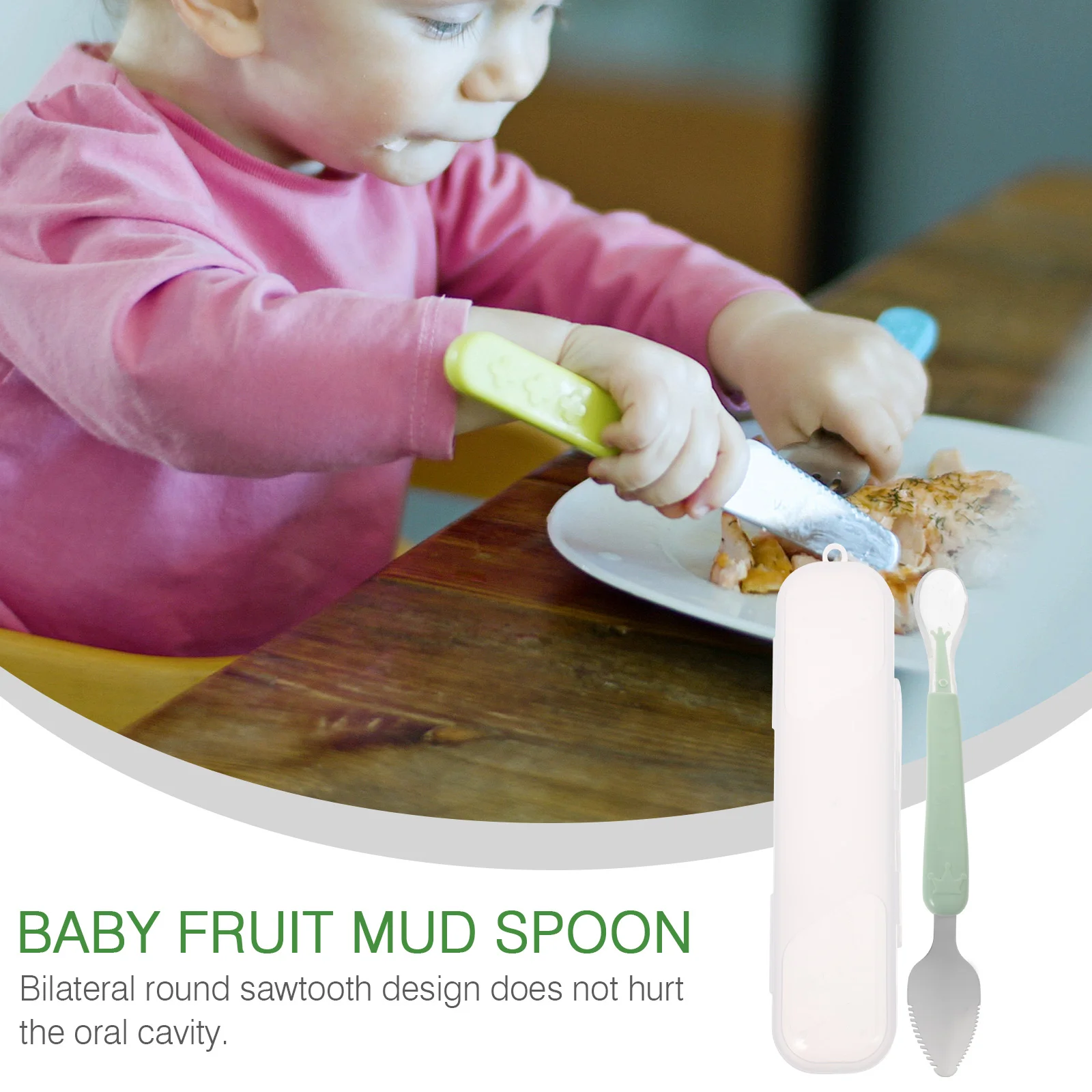 Food Supplement Spoon Fruit Serrated Baby Scraping Dessert Spoons Scraper Spatula for Mud