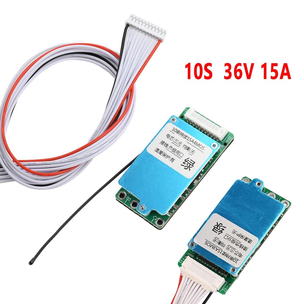 Placa de proteção de bateria de lítio 10s 36v 15a 18650 com controle de temperatura de linha ntc bms pcb mesma porta/placa de circuito de porta dividida