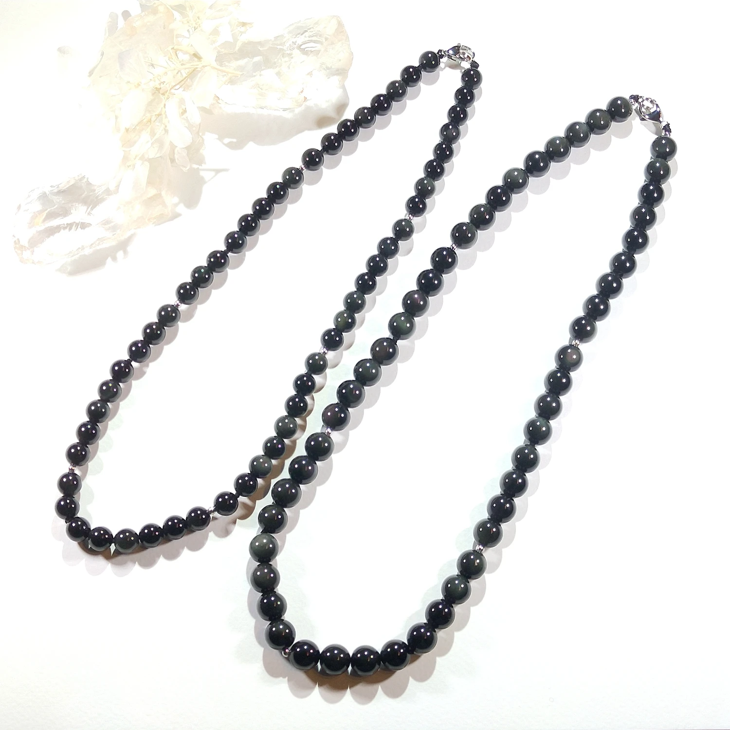 Lii Ji Rainbow Obdisian 8mm/10mm  Stainless Steel Necklace 50/55cm Trendy Bohe Necklace For Male