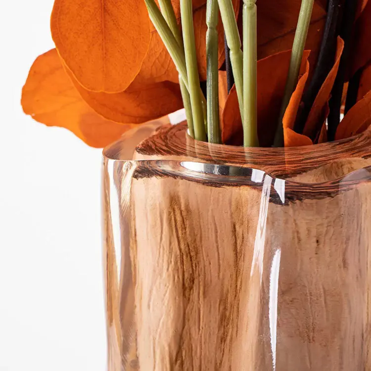 Light luxury modern transparent resin stake log-colored texture flower ornaments,  study decoration