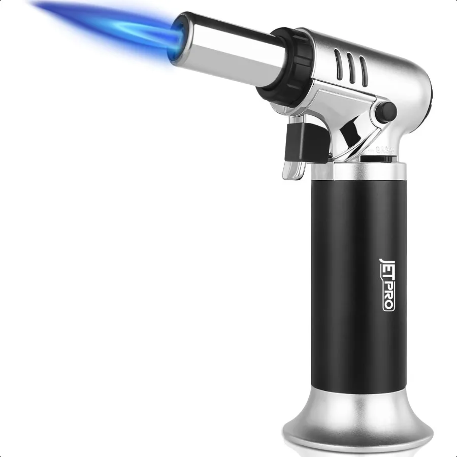 

Бутановая зажигалка, многоразовая с регулируемым пламенем, кухонная горелка для кремового кирпича, выпечки, барбекю, приготовления пищи, пайки, одной рукой