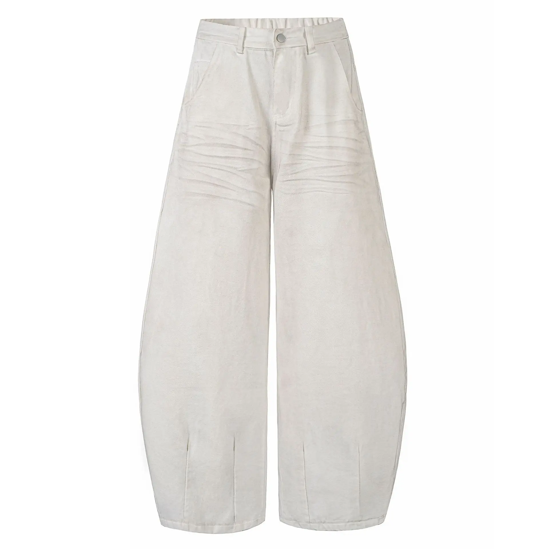 OR FL Women's Retro Aging Cat Whiskers Scratch Mark Dirty Pants White Wide Leg Curved Knife Pants Baggy Slacks Women Y2k