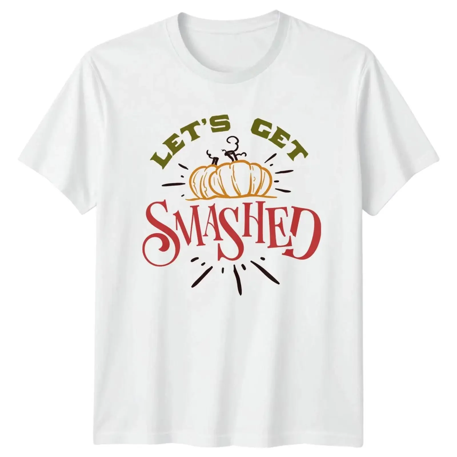 Let's Get Smashed T Shirt Pumpkin Humor Autumn Halloween for Him and Her vintage Washed Soft Breathable Stretched fashion