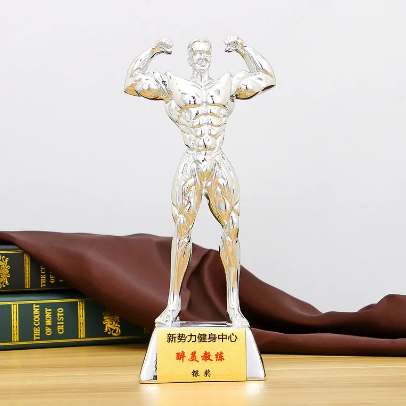 Trophée de compétition de musculation en résine (or, argent et cuivre), personnages musculaires masculins, décoration de lieu de fitness, pièces de Ar