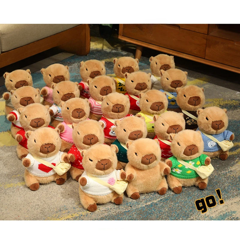 21cm Capybara Plush Toy Change Clothes Dress Up The Doll Simulation Capibara Fluffty Toy Cute Animals Stuffed Doll Toy for Kids