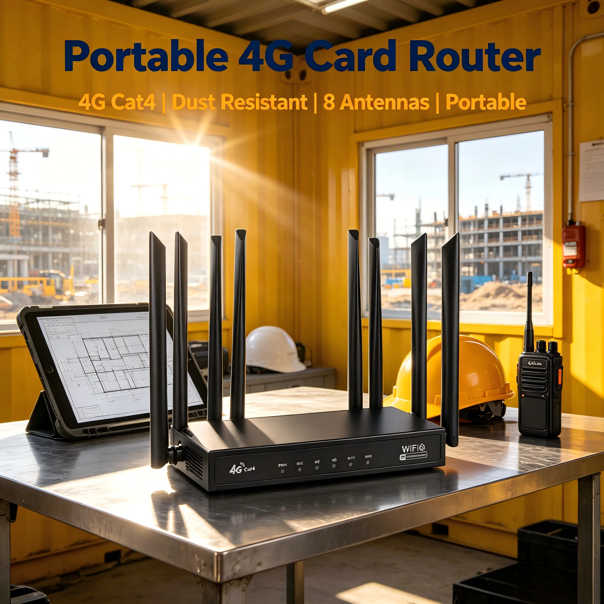 High Quality Industrial 8-Antenna Black Metal Shell Extension Antenna 4G Lte Cpe 4G Wifi 6 Sim Card Routers For Home Office