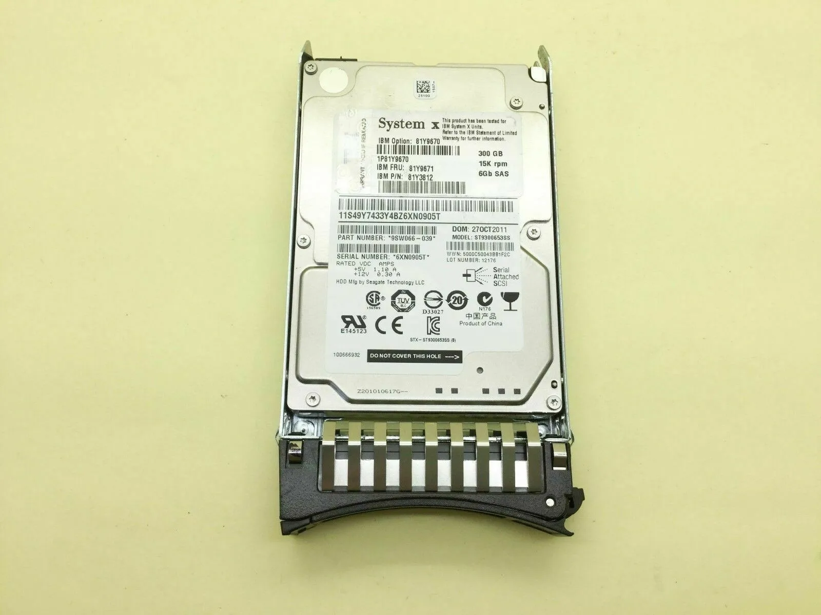 

FOR 81Y9670 IBM 300GB 15K SAS 6Gbps 2.5" HDD Hard Drive 81Y9671 81Y3812 0 HOURS