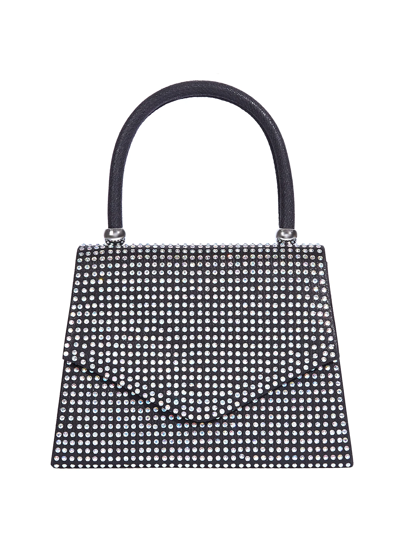 Rhinestone Handbag Women's Evening Clutch Bag Wedding Party Silver Magnetic Clasp Purse Fashion Black Shoulder Bag