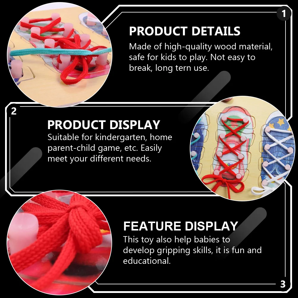 Brinquedos pré-escolares crianças cadarço rosqueamento crianças até sapatos de madeira educacional crianças ensino