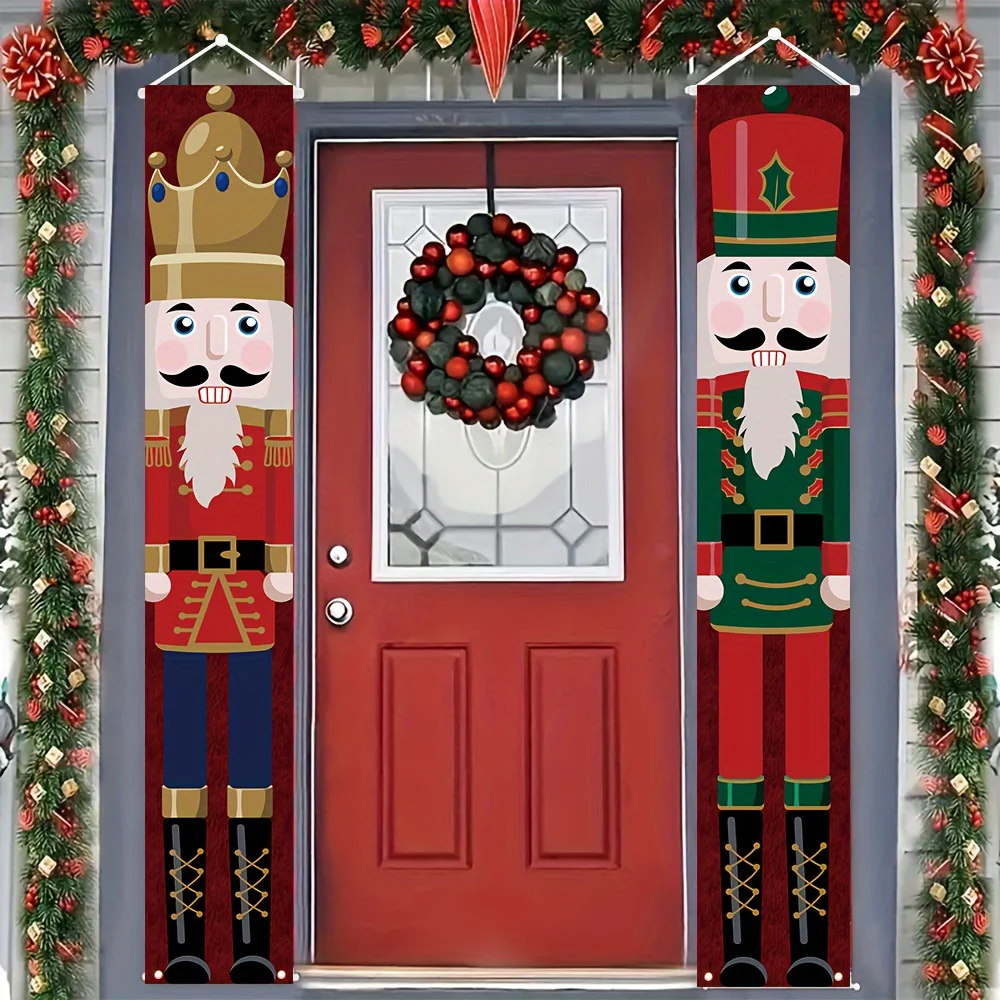 VIKAMA Weihnachts-Nussknacker, Veranda-Banner, Frohe Weihnachten, für drinnen und draußen, hängender Hintergrund, Party-Dekoration