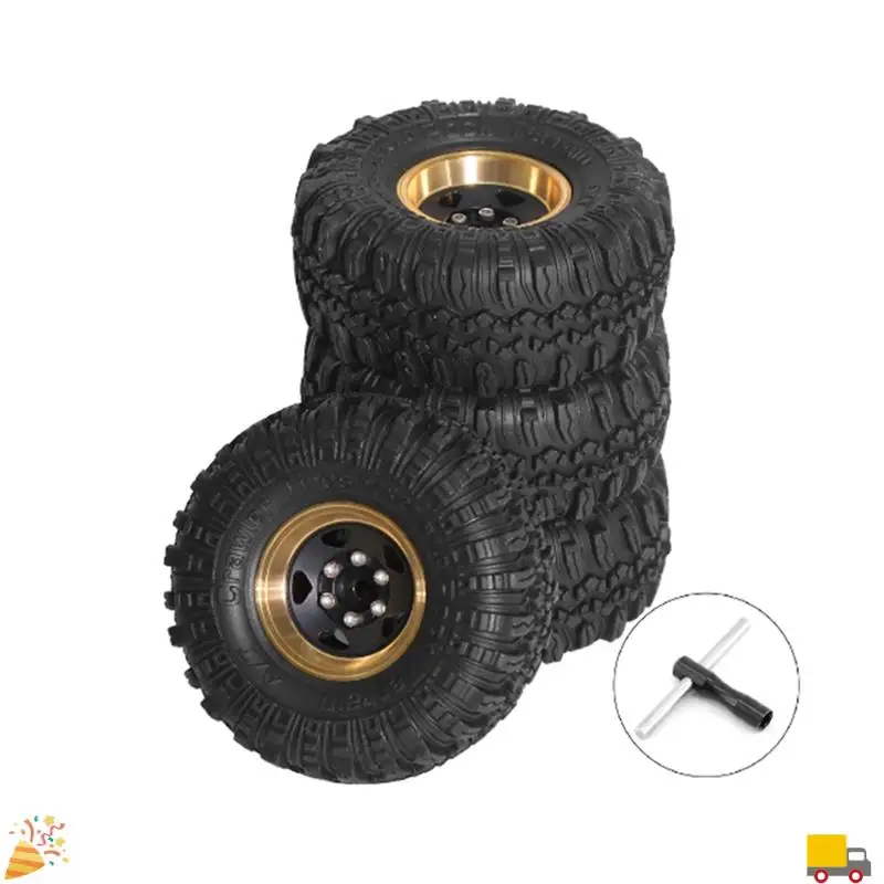 

1.0Inch Metal Wheels With Tires Upgrade Hub Tyre Set For 1/18 RC Crawler Car Traxxas TRX4-M Defender Bronco SCX24 RC Car