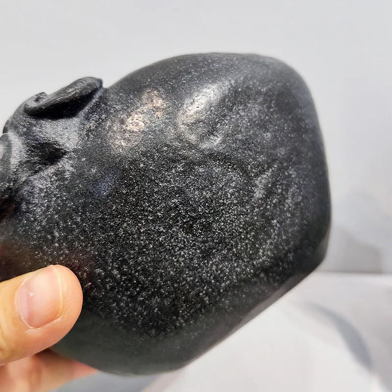 Schwarzer Goldener Steintopf Handgefertigtes Natürliches Basalt-Steinbecken Zen Heim-Garten-Dekor Geschenk für Teeliebhaber Teeraum Tee-Waschbecken 600ml – Detail 5