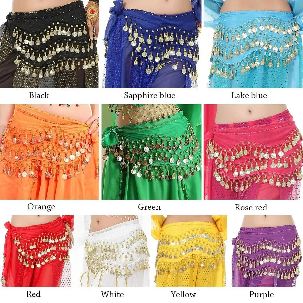 Thailand/India/Arab Dancer Skirt Women Sexy Belly Dance Hip Scarf Wrap Belt Dancer Skirt Female Show Costumes Sequins Tassels