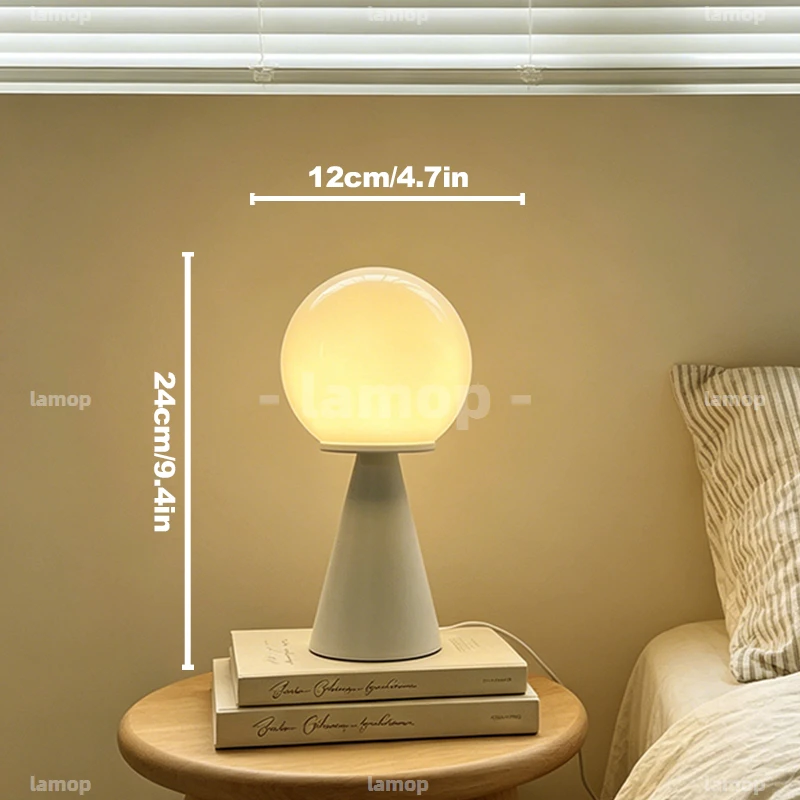 Perfect‑Sphere Glass Table Lamp Sweet‑Childlike Soft Diffused Light Desktop Table Lamp for American‑College‑Style Study Desk Kid