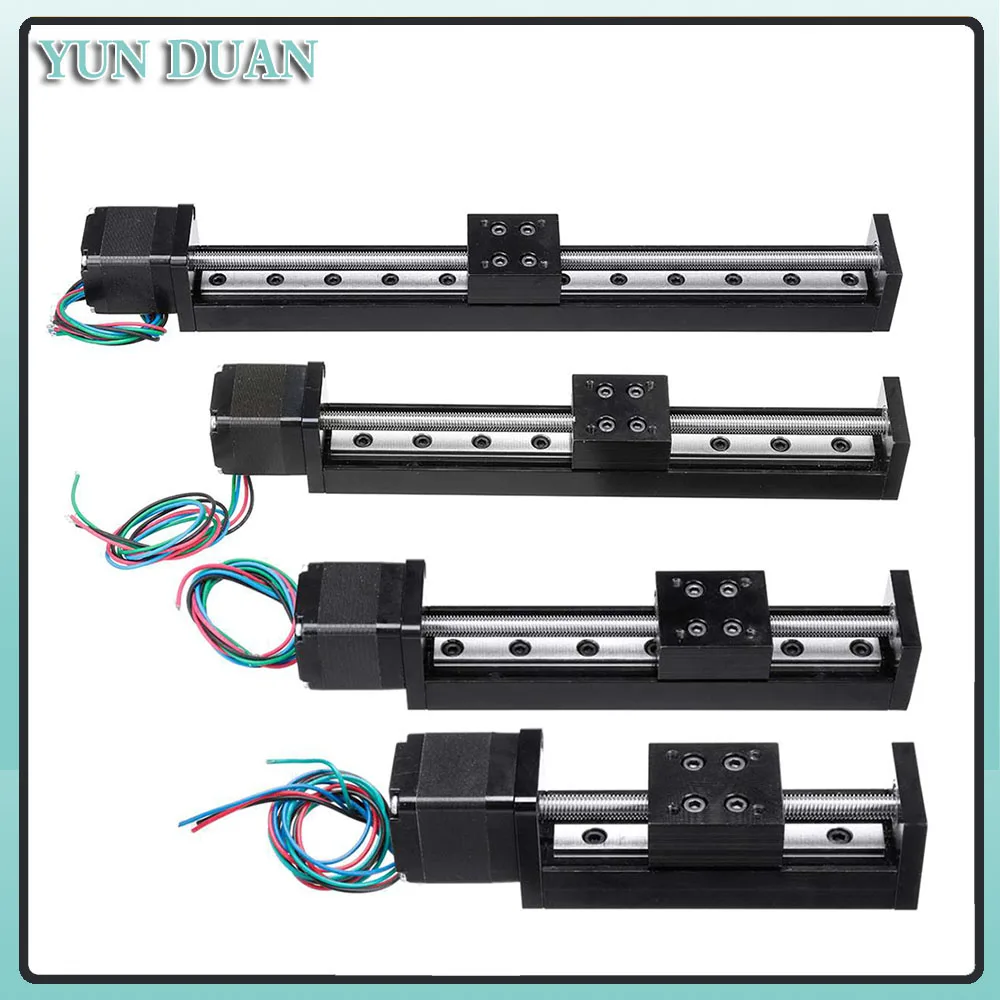 T-type Sliding Table Rail Linear 50-300mm Stroke Sliding Table NEMA11 Stepper Motor Driver TB6600 Kit CNC Linear Guide XYZ Axis