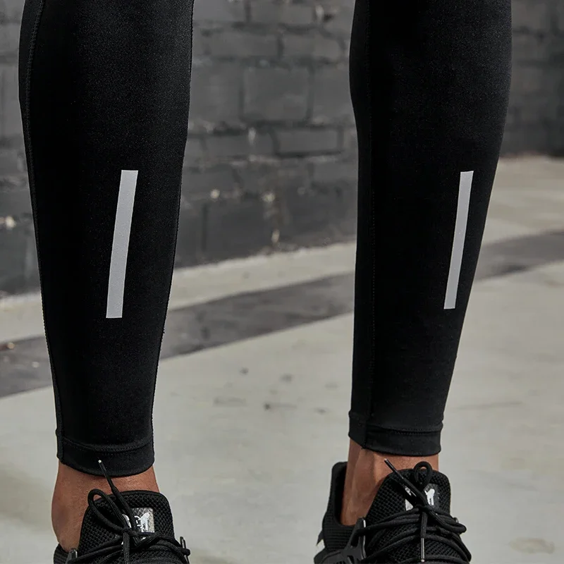 New Compression Pants Men Running Tights with Reflective Striped Basketball Legging Workout Elastic Waist Trousers Men view 2