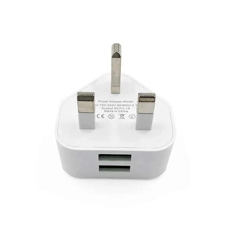 ABGI 3PCS USB Plug UK Dual USB Plugs Adaptor 12W 3 Pin Mains Charge Head 5V 2A Fast Charging for Home Office Travel
