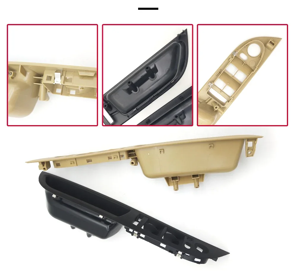 LHD Auto-Innenraum Türgriffverkleidung Abdeckung für BMW E60 E61 5er Serie 520 525 528 2008-2010 Schwarz Beige 51416983705 – Detail 4