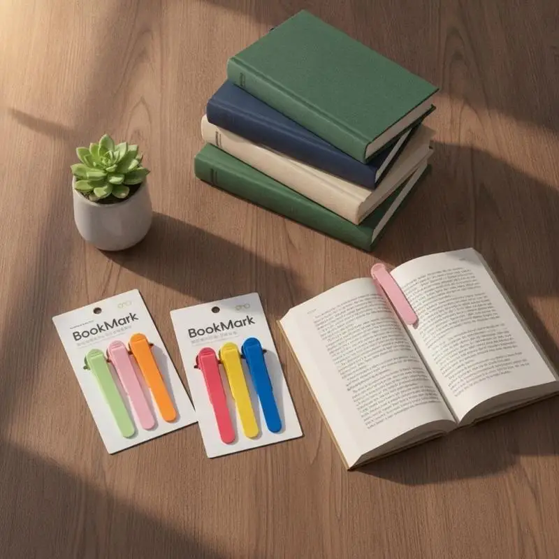 Automatic Page Tracking Bookmark 3Pcs Set Flexible Non-Deformable Book Clip Suitable for Home Office Reading Use