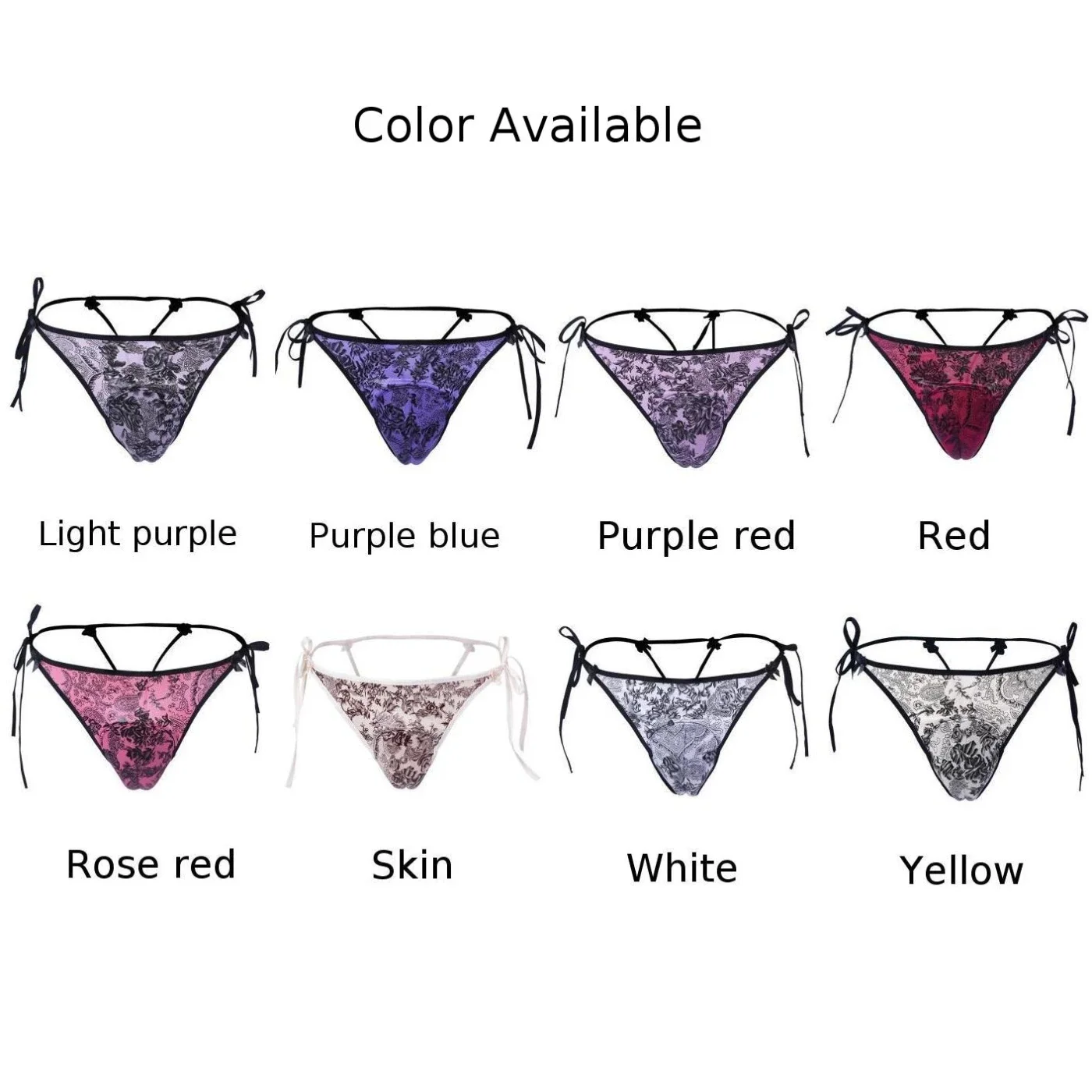 New Men Sexy Sissy Printed Lingerie Tie Up Underwears Crossdresser Camel Toe Panty Panties Briefs Thong Hiding JJ Men\'s T-back