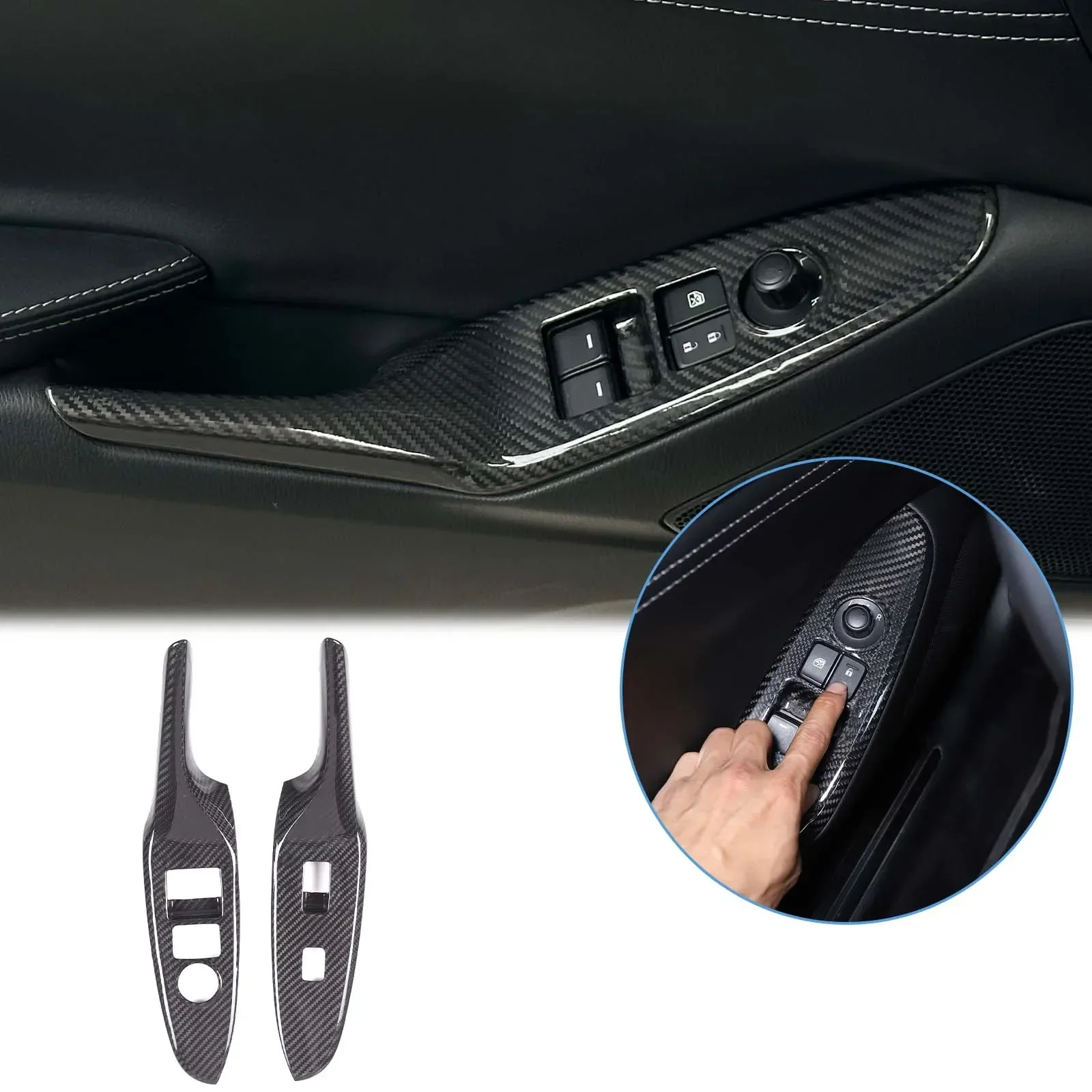 

For Mazda MX-5 2016+ real carbon fiber car styling car glass lift frame button frame sticker car interior accessories 2Pcs