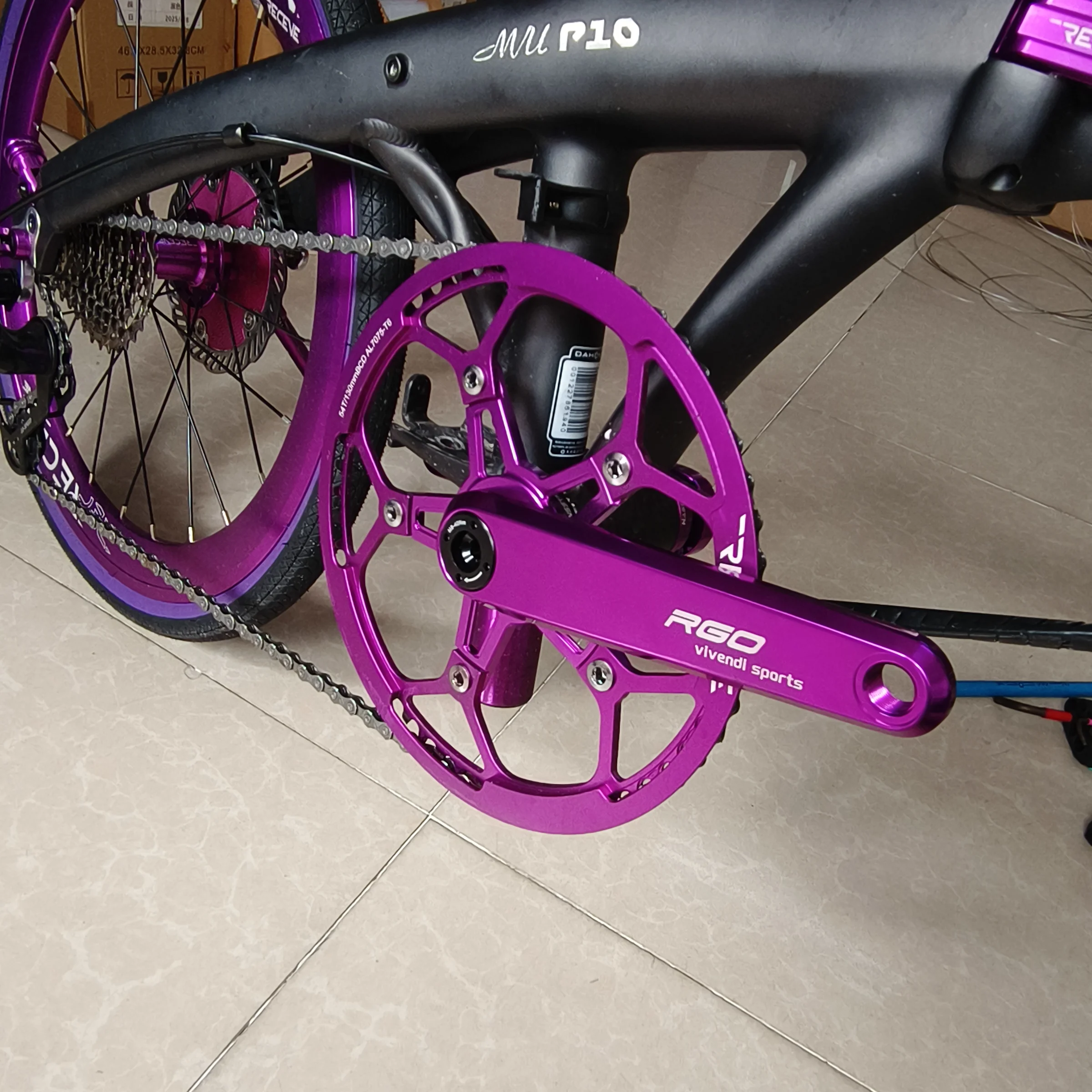 RGO Folding Bike Hollow Crankset 130BCD Narrow Wide Single Chainring 165mm 170mm Crank For Brompton Dahon P8 P10 JAVA NEO view 3