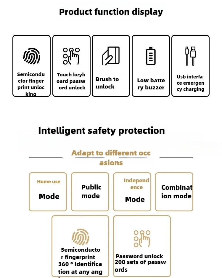 New Smart Drawer Locks Anti-theft Door Long Standby Time Door Hardwar Biometric Fingerprint Lock Black Keyless Cabinet Lock