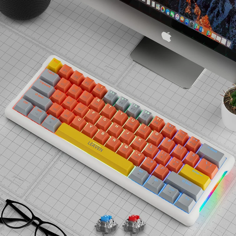 

USB Type-C 3.1 K610 Mechanical Keyboard 61 Keys RGB Backlit Wired Gaming Keyboards Hot Swap Keyboard For Gamers Computer Laptop