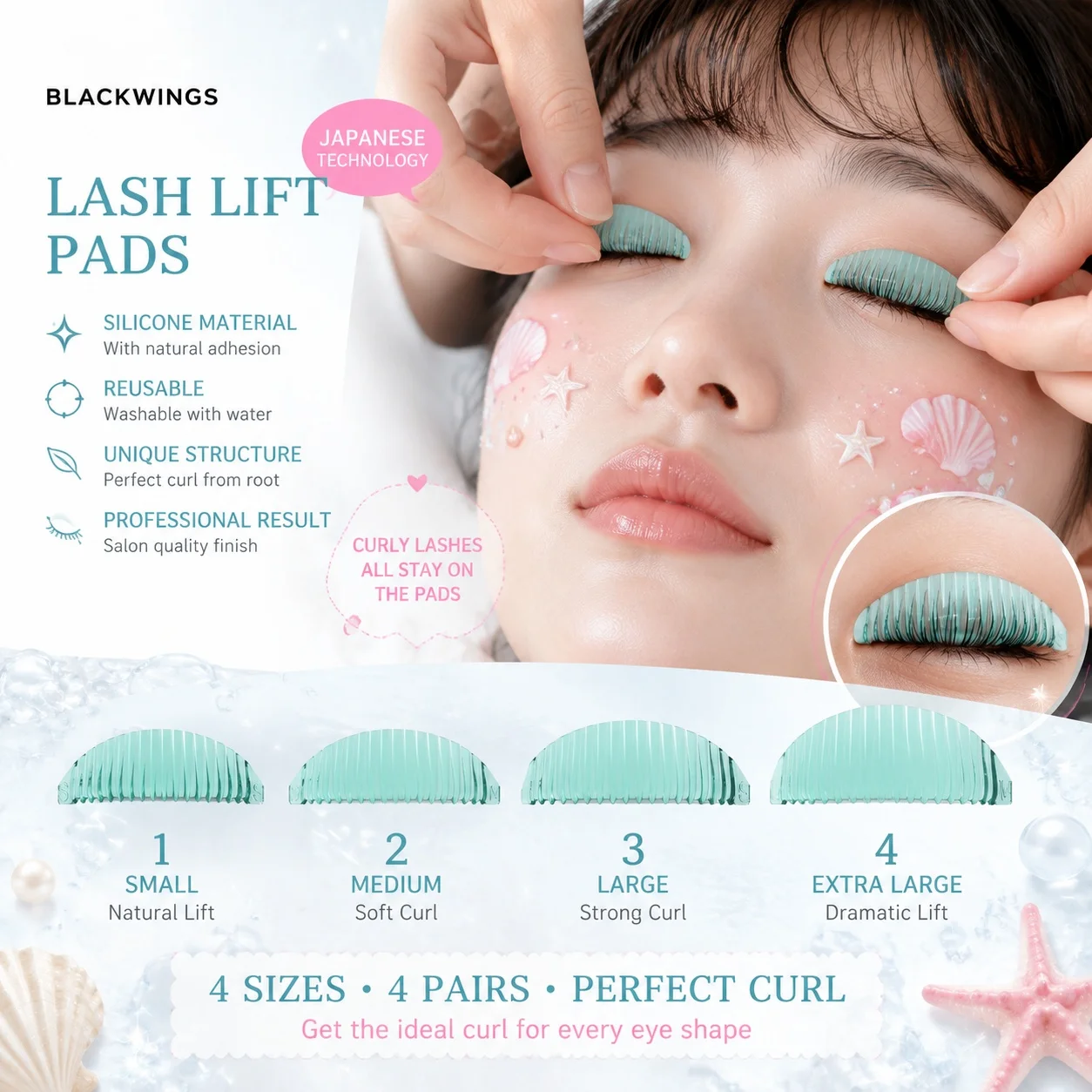 4pirsBlackwings silicone eyelash protector, eyelash stick shield, 3D eyelash curler accessory, keratin eyelash curling silicone