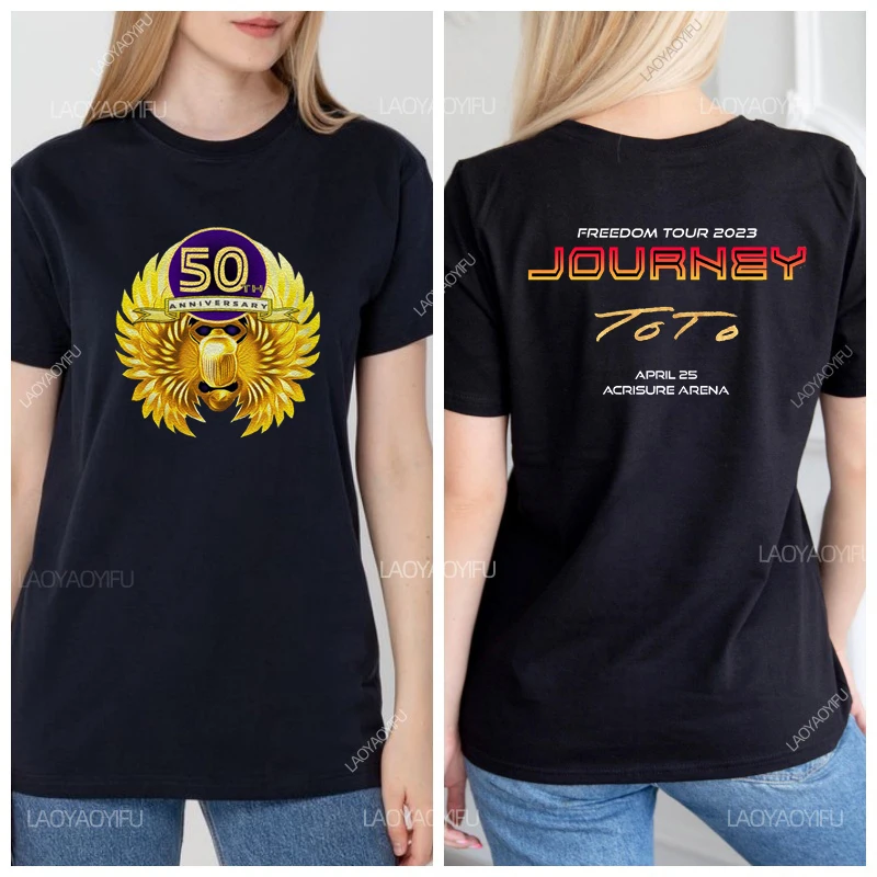 Journey Band Harajuku Freedom Tour Tops Y2k Clothing Women\'s T-shirt Streetwear Men Graphic Shirts Men\'s T-shirts Funny Tees