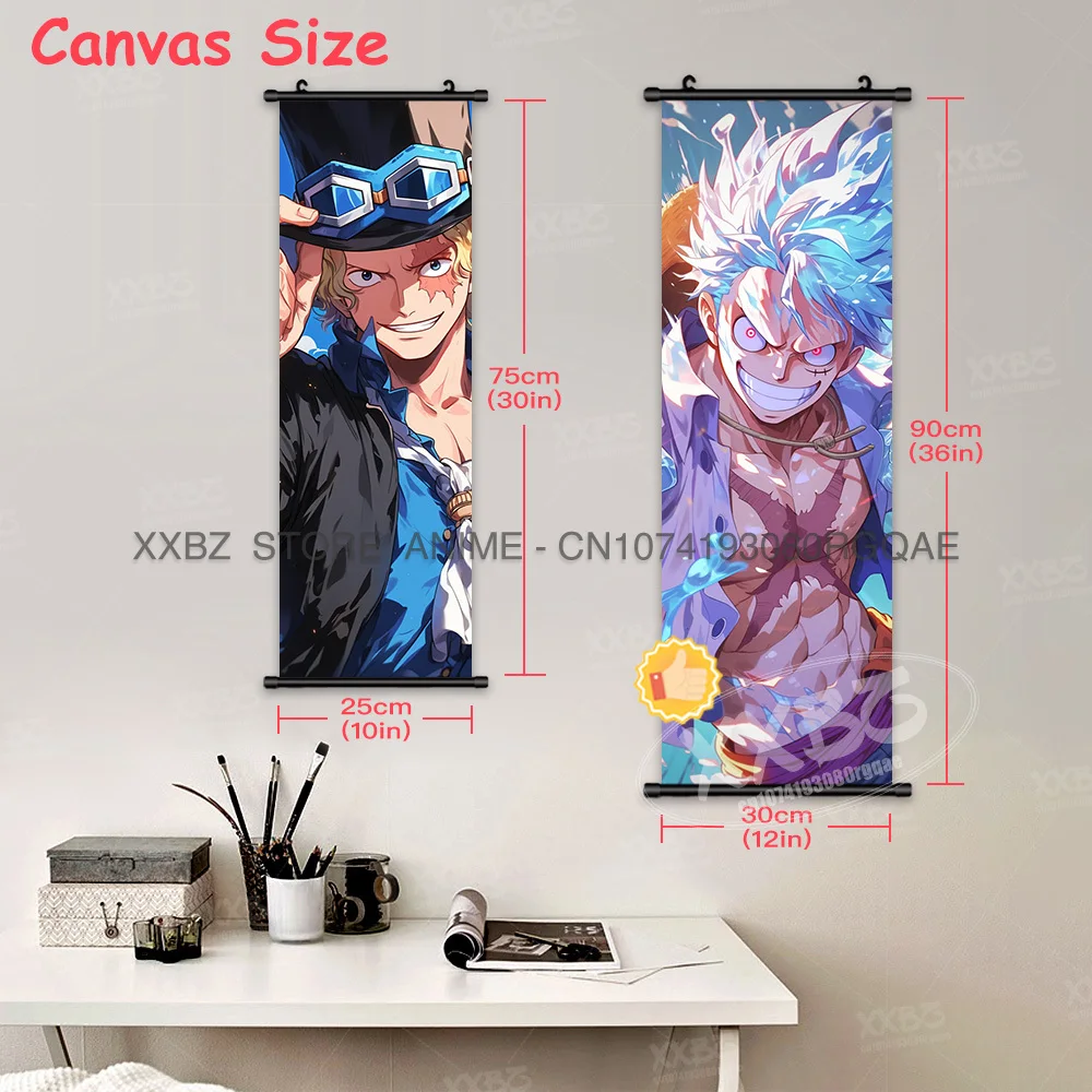 ONE PIECE Scrolls Pictures Roronoa Zoro Anime Poster Hancock Hanging Painting Nami Home Decor Monkey D. Luffy Wall Art Yamato