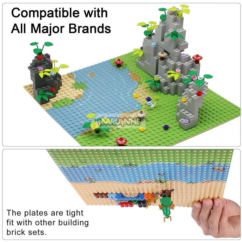 Marumine 32x32 Baseplate Compatible 3811 Classic MOC Bricks Parts Building Blocks Jungle Forest Ocean Base Board Accessories