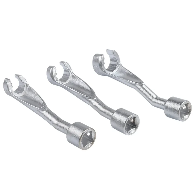 3 Pieces Fuel Injector Socket Wrench Set 1/2in Drive Open End 14mm 17mm 19mm for Fuel Injection Pipe and Nut Maintenance