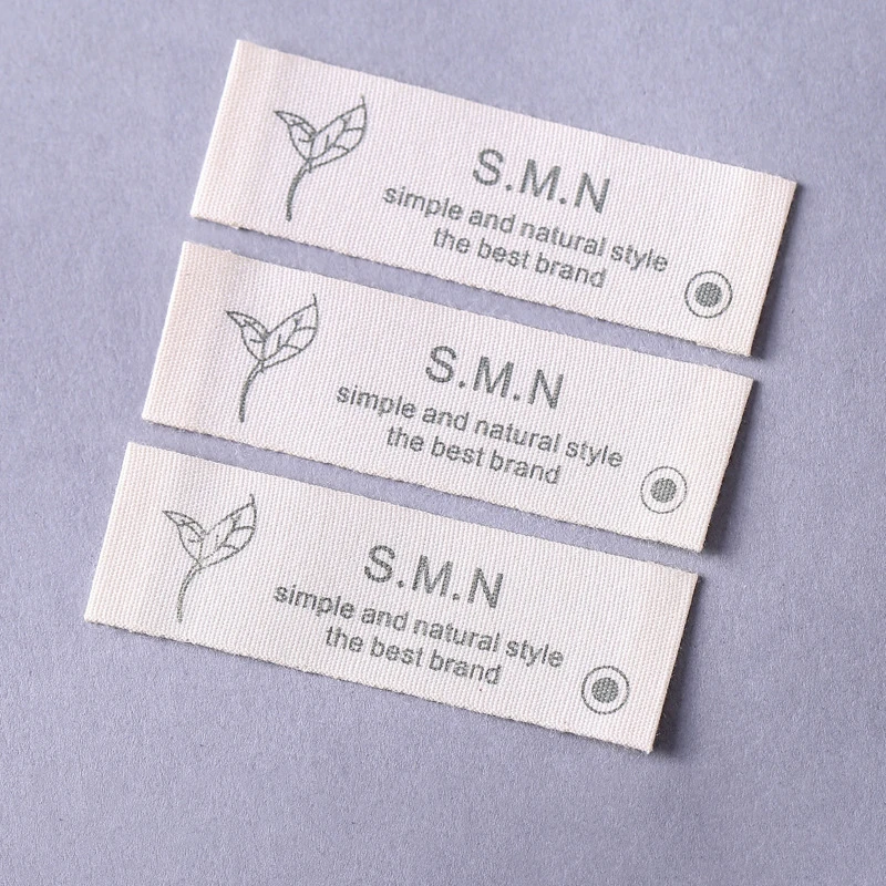 Custom Beige Pure Cotton Tape Printing Labels – Soft Skin-friendly Main Label, DIY Logo & Size Personalized for T-Shirt Clothing
