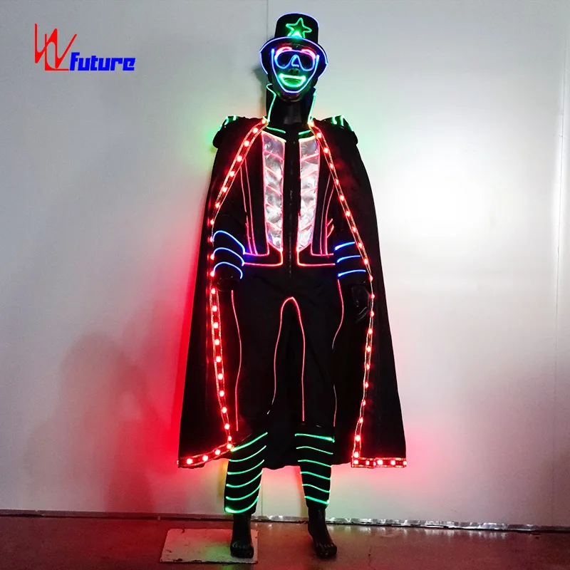 Hot Sale Halloween Costume LED Suits Mens Stage Performance Wear Tron LED Dance Costume