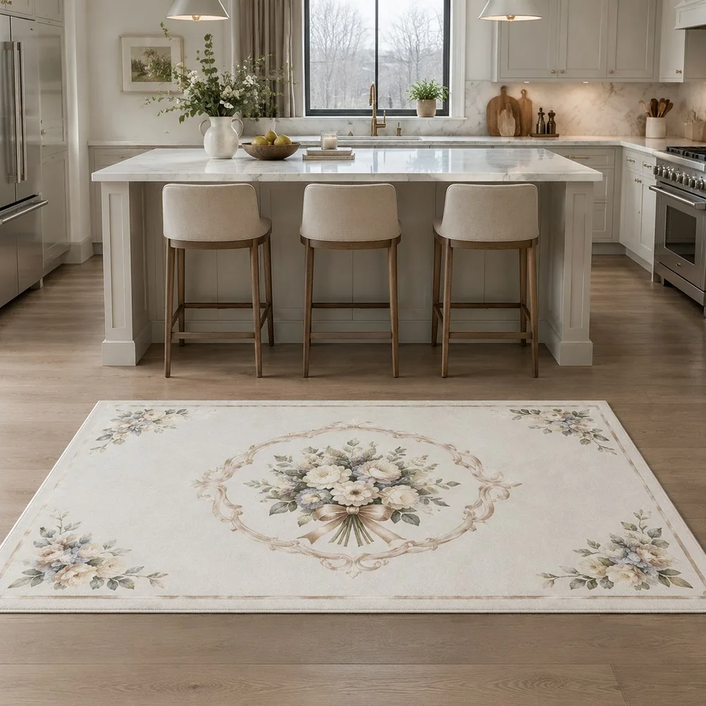 VIKAMA Area Rug Moon White Diagonal Herb Bouquet Laundry Room Staircase Master Bedroom Kitchen Modern Home Decor