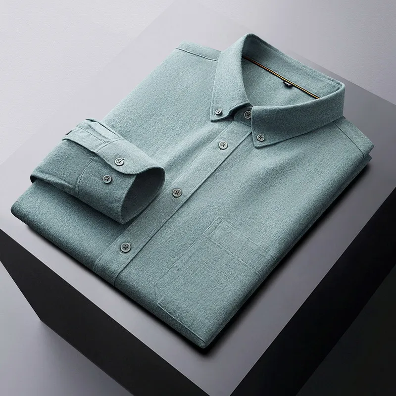 

New autumn and winter models men's solid color long-sleeved shirt Fashion casual business office men's shirt High-quality tops